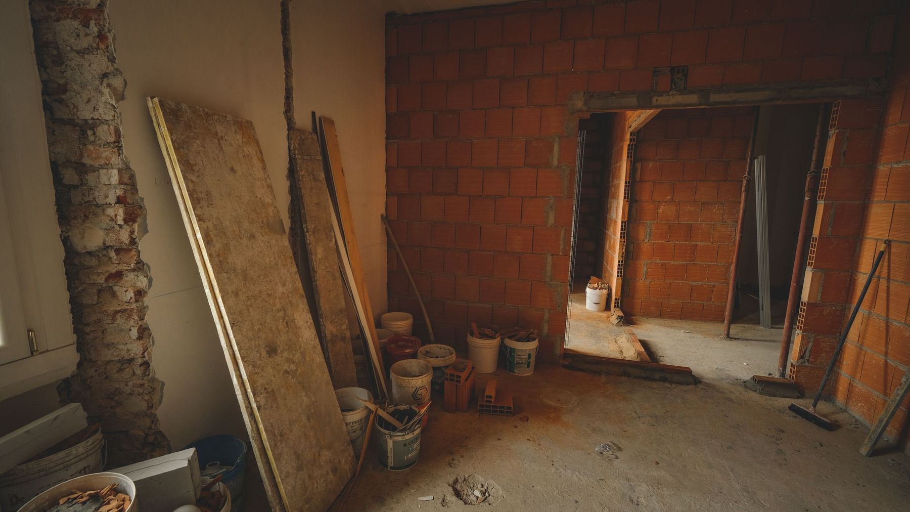 Room stripped back during a renovation